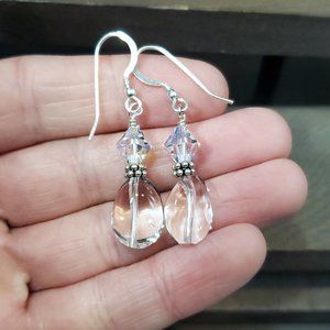 925 Sterling Silver Handmade Clear Quartz Stone Earrings